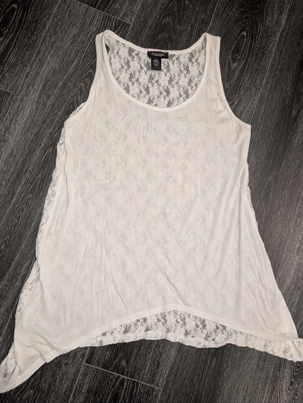 XOXO White Lace-Back Scoop Tank Top